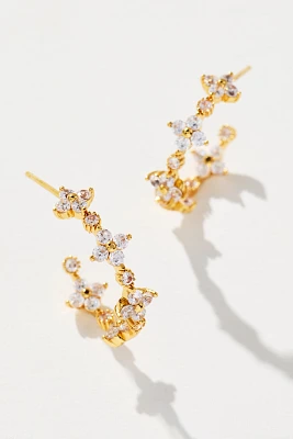Delicate Floral Huggie Hoop Earrings