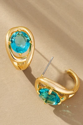 Curve Stone Huggie Hoop Earrings