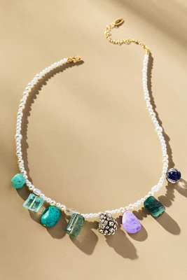 Stone Beaded Pearl Necklace