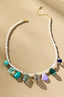 Stone Beaded Pearl Necklace