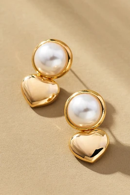 Pearl Heart Drop Earrings