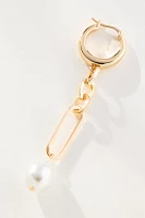 Pearl Link Drop Huggie Earrings