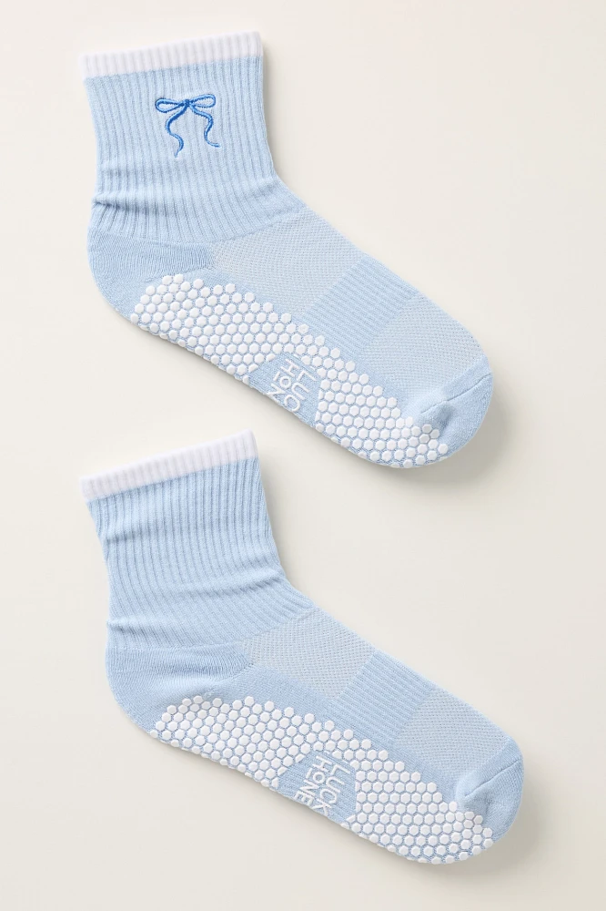 Lucky Honey Crew Grip Embroidered Cherry Bow Socks
