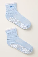 Lucky Honey Crew Grip Embroidered Cherry Bow Socks