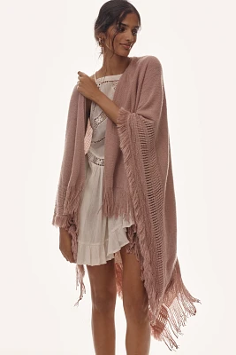 By Anthropologie Fringed Knit Wrap