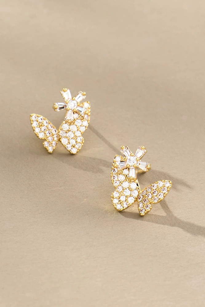 Pavé Butterfly Post Earrings