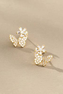 Pavé Butterfly Post Earrings