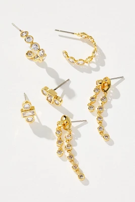 Crystal Post Earrings, Set of 3