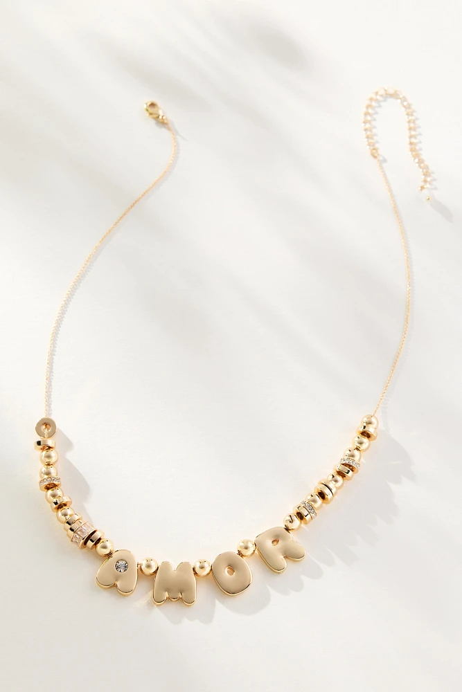 By Anthropologie Beaded Bubble-Letter Necklace