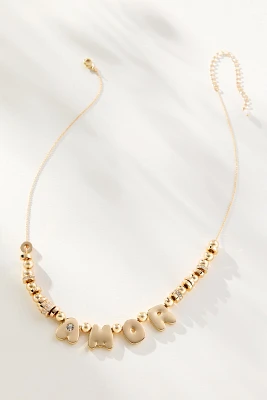 By Anthropologie Beaded Bubble-Letter Necklace