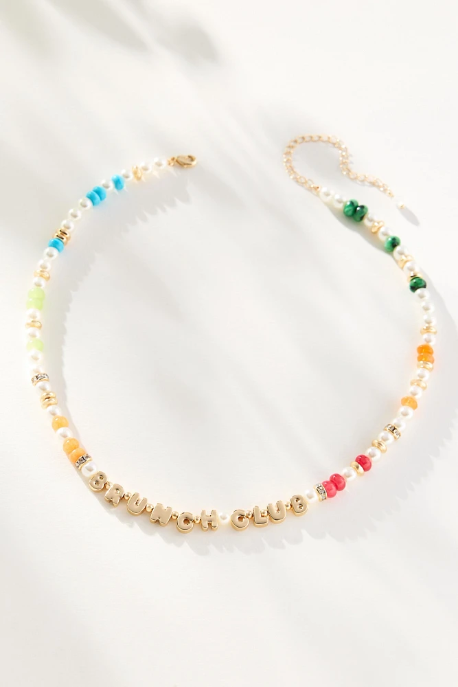 By Anthropologie Beaded Bubble-Letter Necklace