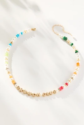 By Anthropologie Beaded Bubble-Letter Necklace