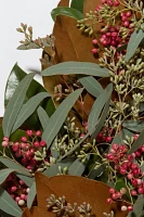 Fresh Seeded Magnolia & Berry Wreath, 20"