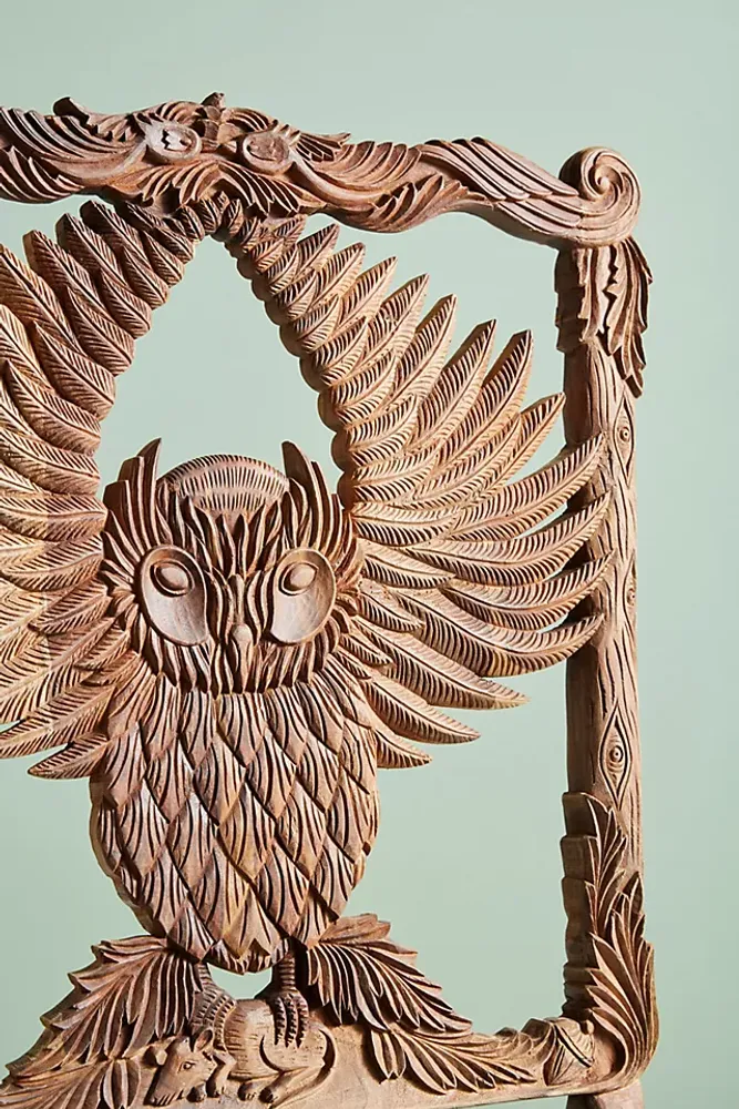 Handcarved Menagerie Owl Dining Chair