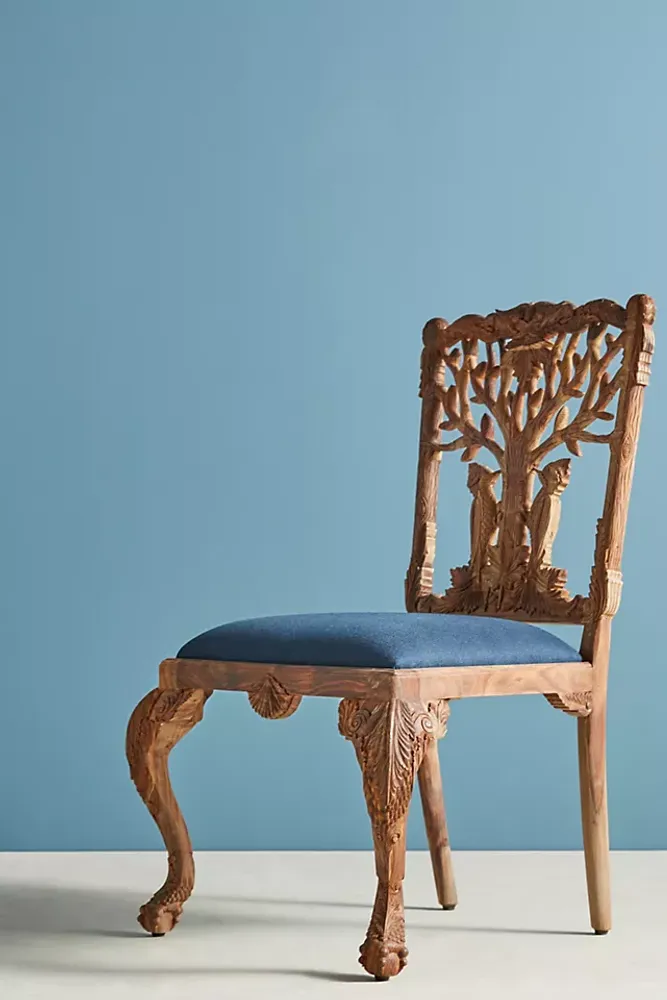 Handcarved Menagerie Woodpecker Dining Chair