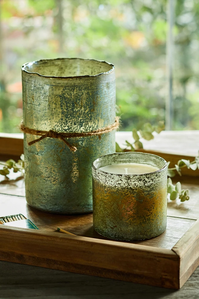 Textured Glass Candle, Grapefruit & Pine