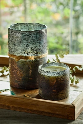 Textured Glass Candle, Tobacco Bark