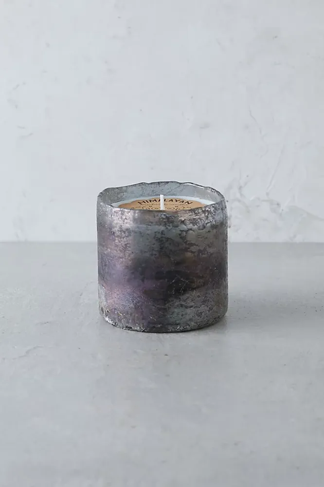 Textured Glass Candle, Tobacco Bark