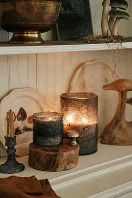 Textured Glass Candle, Tobacco Bark