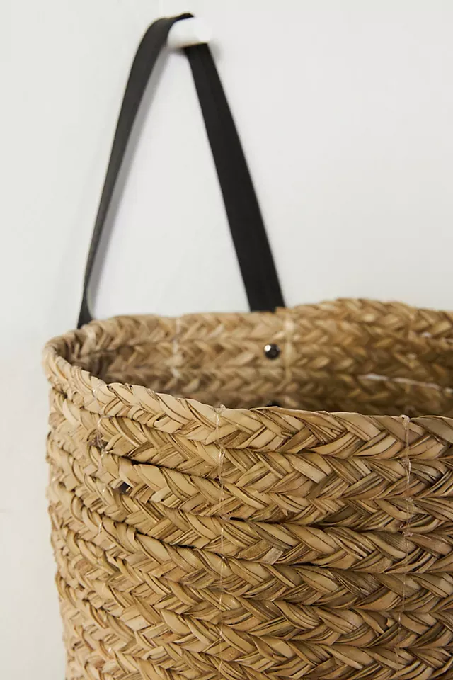 Wide Weave Leather Basket