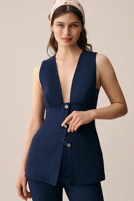 Maeve Deep-V Button-Front Vest