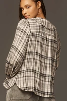 The Keira Collared Button-Front Blouse by Pilcro: Long-Sleeve Plaid Edition