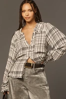 The Keira Collared Button-Front Blouse by Pilcro: Long-Sleeve Plaid Edition