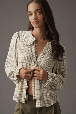 The Keira Collared Button-Front Blouse by Pilcro: Long-Sleeve Plaid Edition