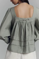 Maeve Long-Sleeve Square-Neck Blouse