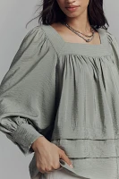 Maeve Long-Sleeve Square-Neck Blouse