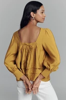 Maeve Long-Sleeve Square-Neck Blouse