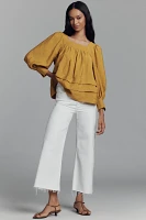 Maeve Long-Sleeve Square-Neck Blouse