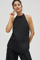 Maeve High-Neck Linen Asymmetric Long Tank
