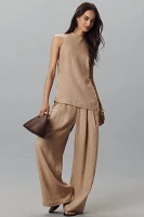 Maeve High-Neck Linen Asymmetric Long Tank