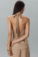 Maeve High-Neck Linen Asymmetric Long Tank