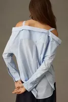 By Anthropologie Off-The-Shoulder Buttondown Blouse