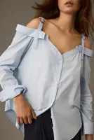 By Anthropologie Off-The-Shoulder Buttondown Blouse