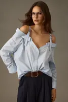 By Anthropologie Off-The-Shoulder Buttondown Blouse