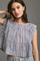 By Anthropologie Cap-Sleeve Babydoll Blouse