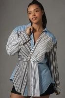 Pilcro Reworked Mixed Stripe Buttondown Shirt