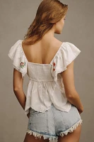 By Anthropologie Patched Hanky Babydoll Top