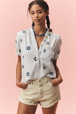 The Aly Puff-Sleeve Blouse by Pilcro: Printed Edition