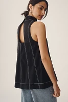 Maeve Mock-Neck Seamed Swing Tank