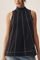 Maeve Mock-Neck Seamed Swing Tank