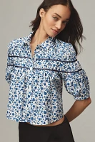 The Leandra Shirred Yoke Blouse by Maeve: Striped Hearts Edition