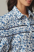 The Leandra Shirred Yoke Blouse by Maeve: Striped Hearts Edition
