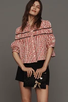 The Leandra Shirred Yoke Blouse by Maeve: Striped Hearts Edition