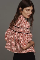 The Leandra Shirred Yoke Blouse by Maeve: Striped Hearts Edition