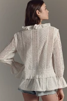 By Anthropologie Lace-Inset Tunic Blouse