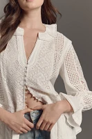 By Anthropologie Lace-Inset Tunic Blouse